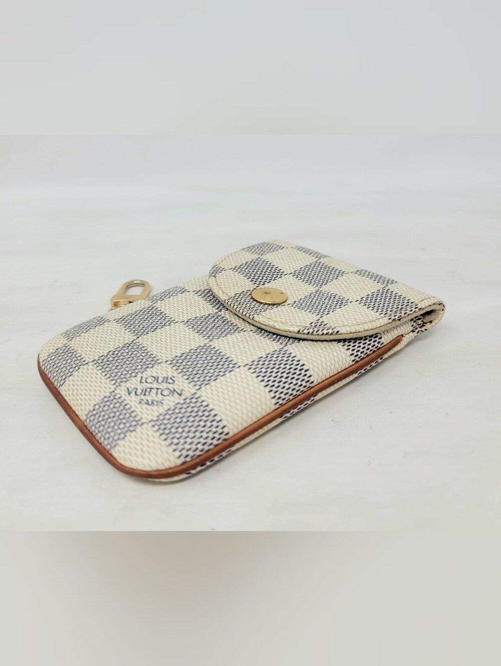 Louis Vuitton White Azur Damier Canvas Cosmetic Lipstick Pouch Bag Authentic - Picture 2 of 12